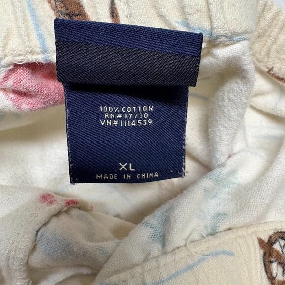 Nick & Nora Vintage Christmas Skiing Rubber Duckie Flannel Pajama Set Size XL - Picture 13 of 15